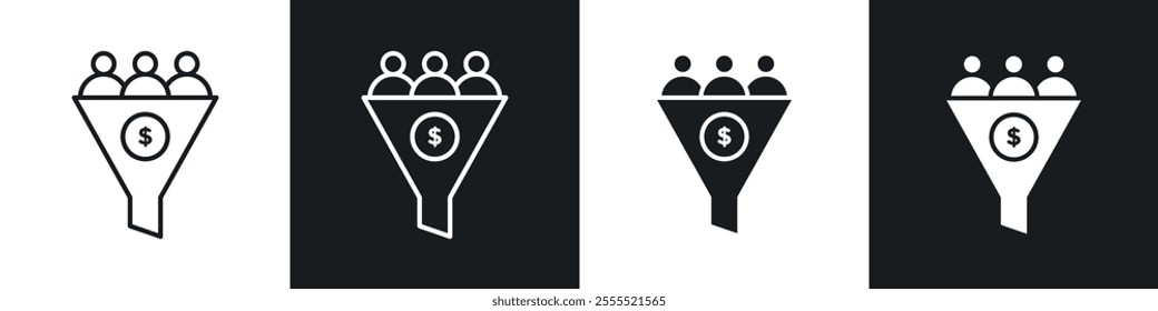 Lead conversion icon vector collection in black and white.
