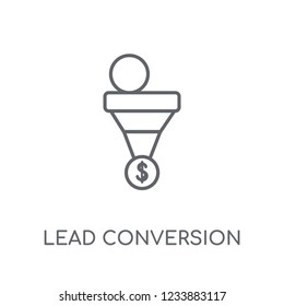 lead conversion linear icon. Modern outline lead conversion logo concept on white background from General collection. Suitable for use on web apps, mobile apps and print media.