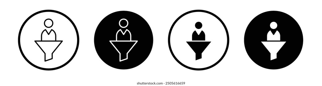 Lead conversion vector icon set black filled and outlined style.