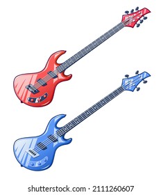 Lead and electric guitar, Isolated on white background. Eps10 vector illustration.