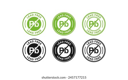 lead free badge vector Plumbum (pb). Round circular no lead metal sign.  Vector stock illustration