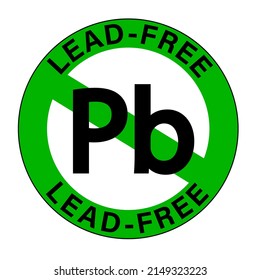 Lead free sign, with circular text and the symbol of the chemical element. White background