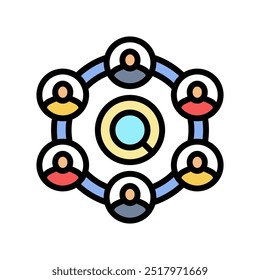 Vector de icono de color de proceso empresarial de generación de clientes potenciales. Muestra de proceso empresarial de generación de clientes potenciales. Ilustración de símbolo aislado