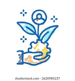 Generación de clientes potenciales Proceso de negocio Doodle Icono Croquis Vector. Generación de clientes potenciales Proceso de negocio Signo