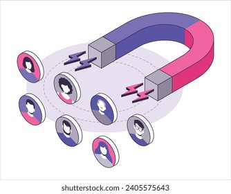 Lead Generation Concept. Attracting Clients with Huge Magnet Attracting New Leads and Generating Income with Inbound Marketing Technology