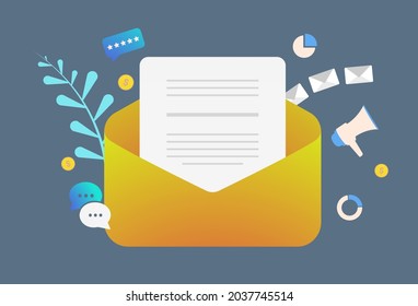 Lead Generation Digital Email Marketing subscription rate idea. Drip advertising e-mail newsletter campaign. Send personalized emails with identify target audience and leverage social media followers