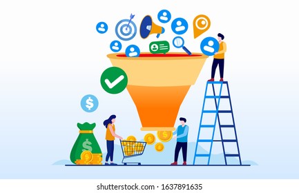 Lead generation, digital marketing landing page website illustration flat vector template 