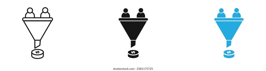 Lead generation icon black white vector outline