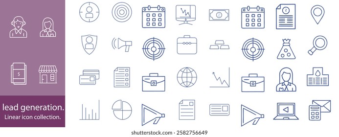 Lead Generation icon. Customer Acquisition, Prospect Engagement, Sales Funnel, Lead Capture and Target Audience