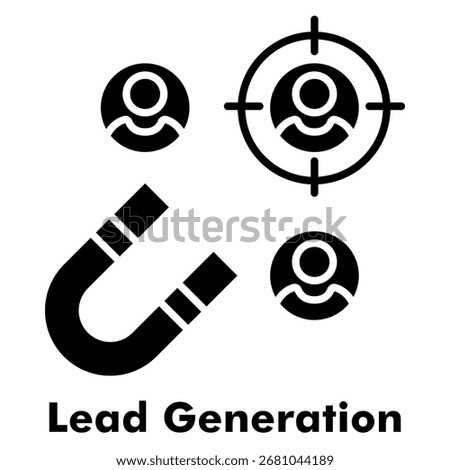 Lead Generation Icon Glyph Style. Vector Illustration For Graphic Design