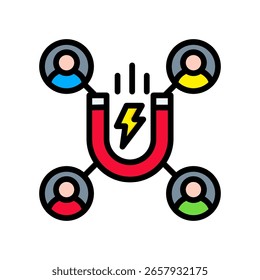 Lineare Farbvektorgrafik für das Symbol der Leadgenerierung