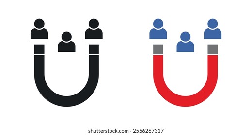 Lead generation icon set in black and colored versions.