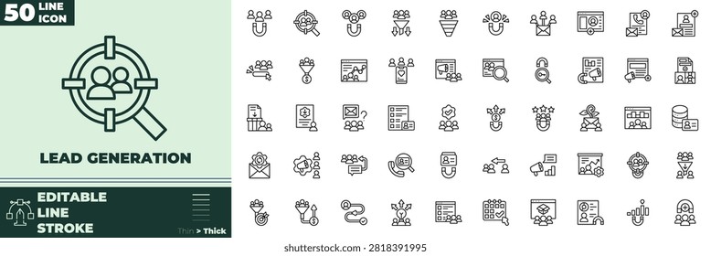 Lead Generation Line Editable Icons set