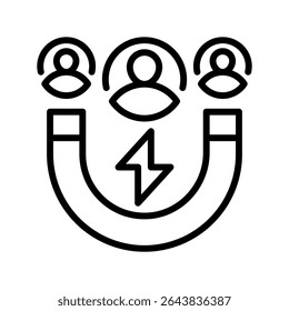 Lead Generation Line Icon, Outline Symbol for Customer Acquisition, Conversion Strategy, Campaign Funnel, Targeted Outreach, and Business Growth. Vector Sign Icon.