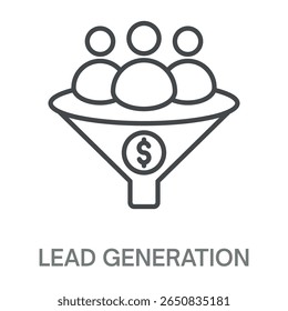 lead generation Line Icon, Outline Symbol Illustration, Editable Stroke perfect for logos and more