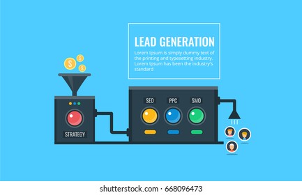 Lead Generation. Modern design of automated lead generation, sales automation technology flat vector banner