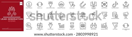 Lead Generation, Outline icons collection. Simple vector illustration. client, marketing, generation, lead, acquisition, attract, conversion and more