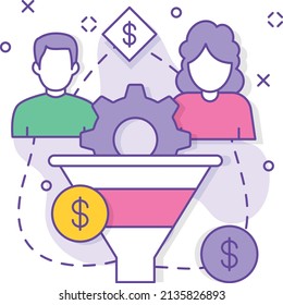 lead generation process Concept,  outbound campaigns vector color icon design, business corporation symbol, Joint partnerships Sign, Sales and Marketing management stock illustration