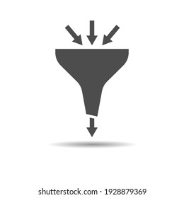 Generación de plomo. El embudo de ventas. Icono de vector simple aislado en un fondo blanco