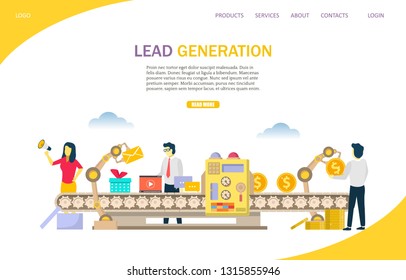 Lead Generation Vector Website Template, Web Page And Landing Page Design For Website And Mobile Site Development. Lead Management Concept.