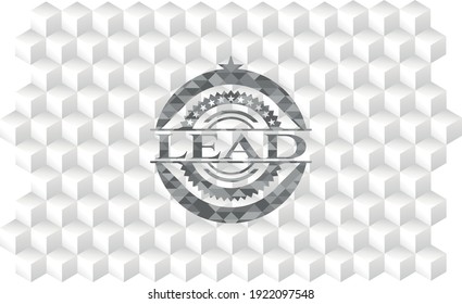 lead grey badge with geometric cube white background. 