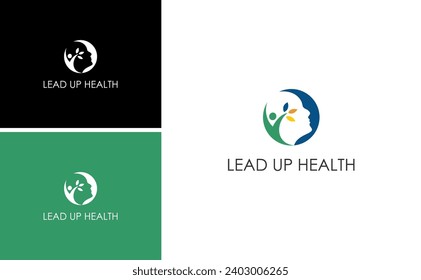 lead up health logo with nature leaf vector