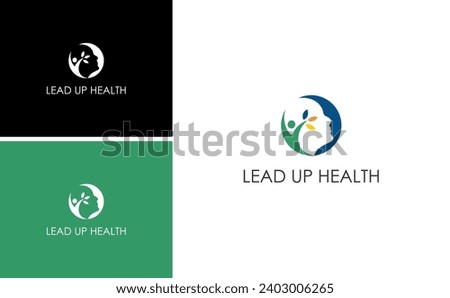 lead up health logo with nature leaf vector