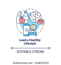 Lead healthy lifestyle concept icon. Balance and wellbeing. Self help with PTSD abstract idea thin line illustration. Isolated outline drawing. Editable stroke. Arial, Myriad Pro-Bold fonts used