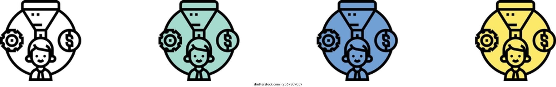lead icon. Outline, Green, Blue and Yellow Style Design Isolated On White Background