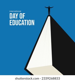 Lead with knowledge, International day of education, Educational success concept vector illustration for corporate, school, and library. Creative poster, banner, backdrop, Leadership, Leader, Boss.