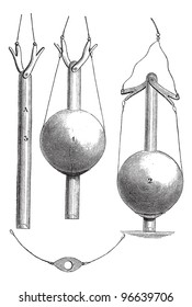 Lead line invented by Mr. Brooke, the U.S. Navy,  vintage engraved illustration. Magasin Pittoresque 1867.