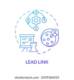 Lead link blue gradient concept icon. Assigning roles within circle, setting priorities, strategies. Round shape line illustration. Abstract idea. Graphic design. Easy to use in promotional material