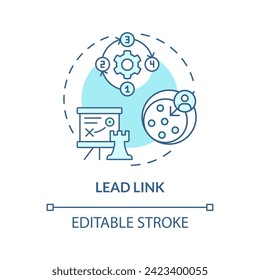 Lead link soft blue concept icon. Assigning roles within circle and setting priorities, strategies. Round shape line illustration. Abstract idea. Graphic design. Easy to use in promotional material