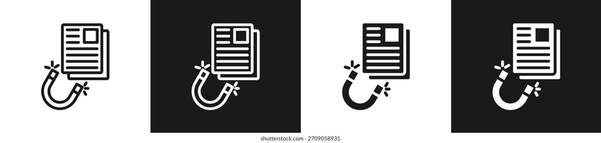 Lead Magnet Line N Glyph Style In White And Black Background