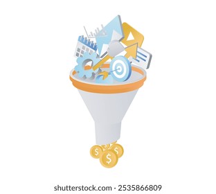 Lead management marketing strategy of isometric style