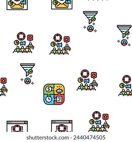 Lead Marketing Generation Vektor Nahtlose Muster Dünne Linie Illustration