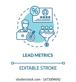 Lead metrics concept icon. Customer rewards and loyalty programs. Target marketing strategy, audience trust idea thin line illustration. Vector isolated outline RGB color drawing. Editable stroke