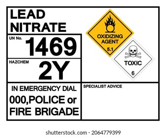 Lead Nitrate UN1469 Symbol Sign, Vector Illustration, Isolate On White Background, Label .EPS10