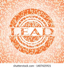 lead orange tile background illustration. Square geometric mosaic seamless pattern with emblem inside.