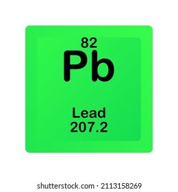 Lead Pb Chemical Element vector illustration diagram, with atomic number and mass. Simple flat dark gradient design for education, lab, science class.