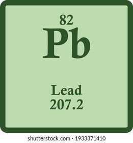 Lead Pb Post transition metal Chemical Element vector illustration diagram, with atomic number and mass. Simple outline design for education, lab, science class.
