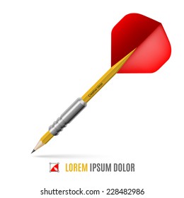 Lead pencil in form of dart. Targeting and creativity concept