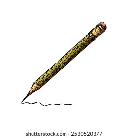 lead pencil hand drawn. color tool, school office, artist drafting lead pencil vector sketch. isolated color illustration