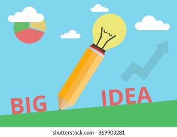 Lead pencil with light bulb on its top. Creativity, business and idea concept.