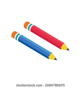 Lead Pencils  Isometric vector Illustration 