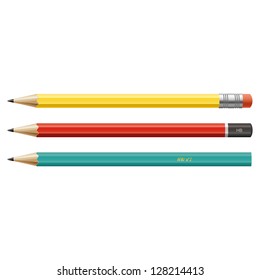 Lead pencils on white background. vector