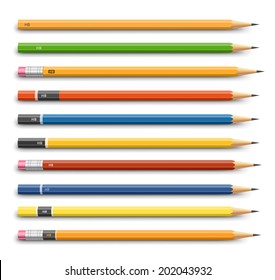 Lead pencils various design. Vector on white background