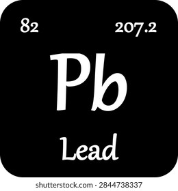 Lead periodic table element chemistry symbol. Vector Lead atom gas icon