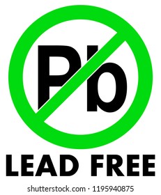 Lead (Plumbum) free icon. Letters Pb in green crossed circle