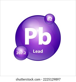 Lead, Plumbum (Pb) icon structure  chemical element round shape circle purple. 3D Illustration vector. Chemical element of periodic table Sign with atomic number. Study in science for education. 